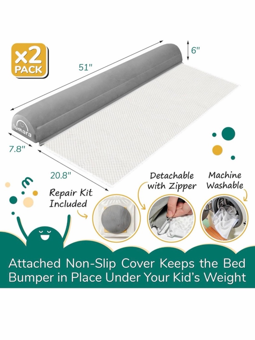 Inflatable 2 Pack Toddler🧒🏻Portable Travel🧭Bed🛏️Bumpers - Picture 2 of 10